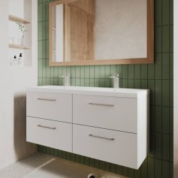 Nuie Arno White 1200mm Wall Hung 4 Drawer Vanity Unit (ARN124F)