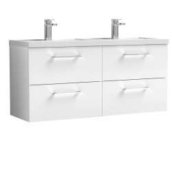 Nuie Arno White 1200mm Wall Hung 4 Drawer Vanity Unit (ARN124F)