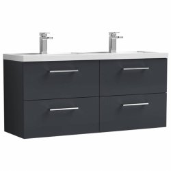 Nuie Arno Anthracite Satin 1200mm Wall Hung 4 Drawer Vanity Unit (ARN1424F)