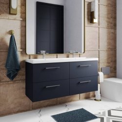 Nuie Arno Blue 1200mm Wall Hung 4 Drawer Vanity Unit (ARN1724F)
