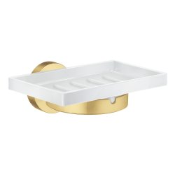 Smedbo Home Brushed Brass Holder with Porcelain Soap Dish