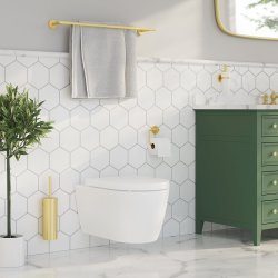 Smedbo Home Brushed Brass Double Towel Rail