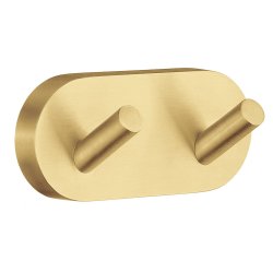 Smedbo Home Brushed Brass Double Towel Hook
