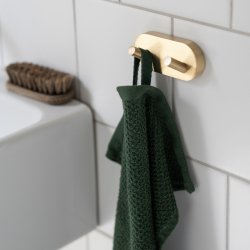 Smedbo Home Brushed Brass Double Towel Hook