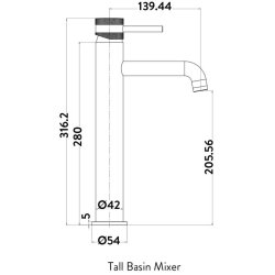 Scudo Core Black Tall Mono Basin Mixer