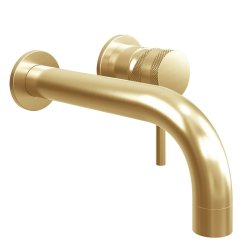 Scudo Core Brushed Brass Wall Mounted Basin Mixer