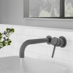 Scudo Core Gunmetal Wall Mounted Basin Mixer