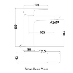 Scudo Muro Brass Mono Basin Mixer with Push Waste