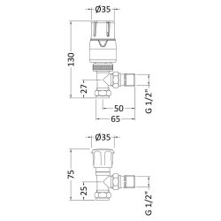Nuie Chrome Thermostatic Angled Radiator Valve Set
