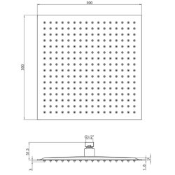 Scudo Chrome Square 300mm Fixed Shower Head