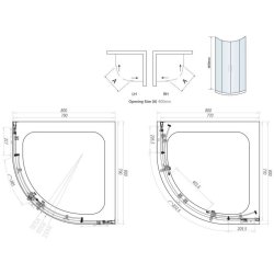 Scudo S6 800mm Black Double Door Quadrant Shower Enclosure