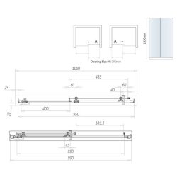 Scudo S6 1000mm Black Sliding Shower Door