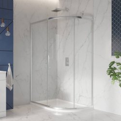 Scudo S8 900 x 760mm Chrome Single Door Offset Quadrant Shower Enclosure