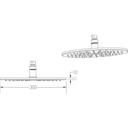 Nuie Round Chrome 300mm LED Fixed Shower Head