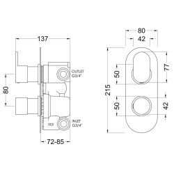 Nuie Binsey Chrome Thermostatic Twin Valve with Diverter