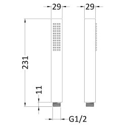 Nuie Rectangular Brushed Gunmetal Minimalist Shower Handset