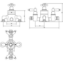 Nuie Edwardian Chrome Exposed Thermostatic Triple Shower Valve 