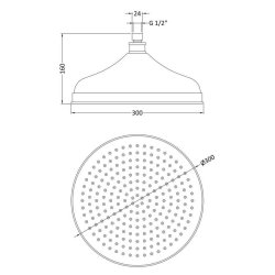 Nuie Traditional Chrome 300mm Apron Fixed Shower Head 