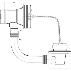 Nuie Contract Chrome Plug and Chain Bath Waste with Overflow