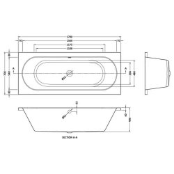 Nuie Otley 1700 x 700mm Round Double Ended Bath