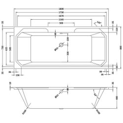 Nuie Ascott 1800 x 800mm Traditional Double Ended Bath