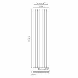 Scudo Bravo White 1600 x 408mm Vertical Double Designer Radiator