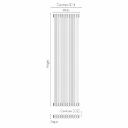 Scudo Anthracite 1800 x 515mm 2 Column Vertical Radiator