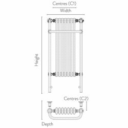 Scudo Ilkley 1130 x 554mm 7 Column Traditional Towel Rail