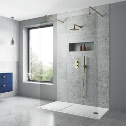Nuie Brushed Brass 1400mm Wetroom Panel