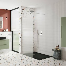 Nuie Chrome 1000mm Fluted Wetroom Panel