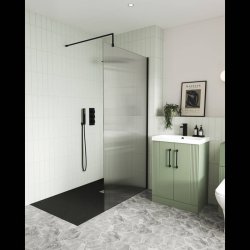Nuie Black 1000mm Fluted Wetroom Panel