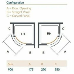 Merlyn Ionic Essence Frameless Left Hand 900mm One Door Quadrant Shower Enclosure