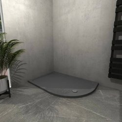 Kudos Kstone 1200 x 900mm Anti Slip Slate Grey LH Offset Quadrant Shower Tray