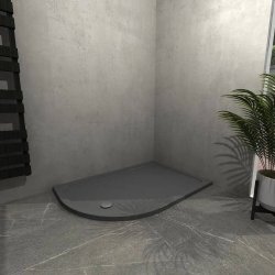 Kudos Kstone 1000 x 800mm Anti Slip Slate Grey RH Offset Quadrant Shower Tray