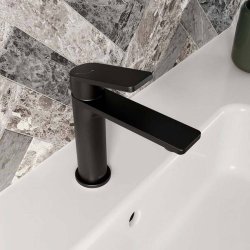 Bristan Frammento Black Eco Start Basin Mixer with Clicker Waste
