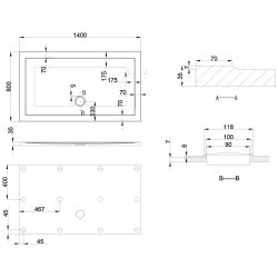 Britton Zamori 1400 x 800mm Rectangular Anti Slip Shower Tray