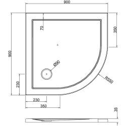 Britton Zamori 900 x 900mm Quadrant Shower Tray