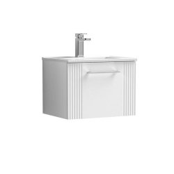 Nuie Deco White 500mm Wall Hung 1 Drawer Vanity Unit (DPF191A)