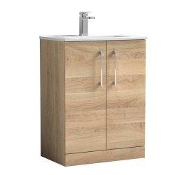 Nuie Arno Bleached Oak 600mm Floor Standing 2 Door Vanity Unit (ARN3003A)