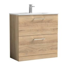 Nuie Arno Bleached Oak 800mm Floor Standing 2 Drawer Vanity Unit (ARN3035A)
