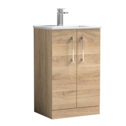 Nuie Arno Bleached Oak 500mm Floor Standing 2 Door Vanity Unit (ARN3001A)