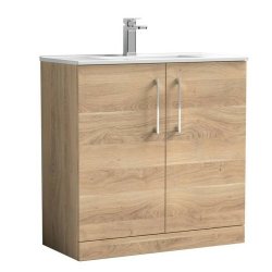 Nuie Arno Bleached Oak 800mm Floor Standing 2 Door Vanity Unit (ARN3005A)