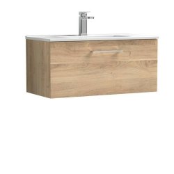 Nuie Arno Bleached Oak 800mm Wall Hung 1 Drawer Vanity Unit (ARN3025A)