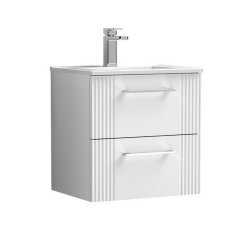 Nuie Deco White 500mm Wall Hung 2 Drawer Vanity Unit (DPF192A)
