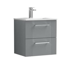 Nuie Deco Grey 500mm Wall Hung 2 Drawer Vanity Unit (DPF292A)