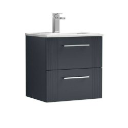 Nuie Deco Soft Black 500mm Wall Hung 2 Drawer Vanity Unit (DPF1492A)