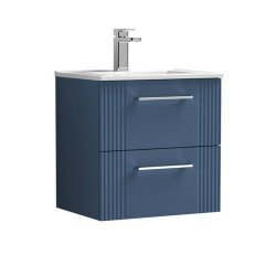 Nuie Deco Blue 500mm Wall Hung 2 Drawer Vanity Unit (DPF392A)