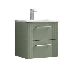 Nuie Deco Green 500mm Wall Hung 2 Drawer Vanity Unit (DPF892A)