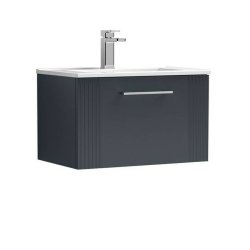 Nuie Deco Soft Black 600mm Wall Hung 1 Drawer Vanity Unit (DPF1494A)