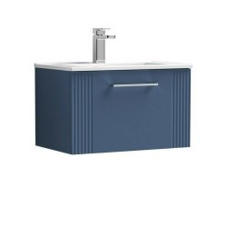Nuie Deco Blue 600mm Wall Hung 1 Drawer Vanity Unit (DPF394A)